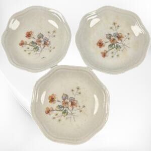 Vintage 3 Piece Set Of Floral Malabar Butter Plates 3" Diameter